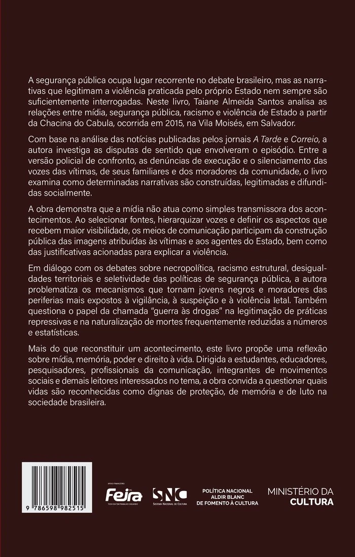 Contracapa do livro Necropolítica e Reflexões